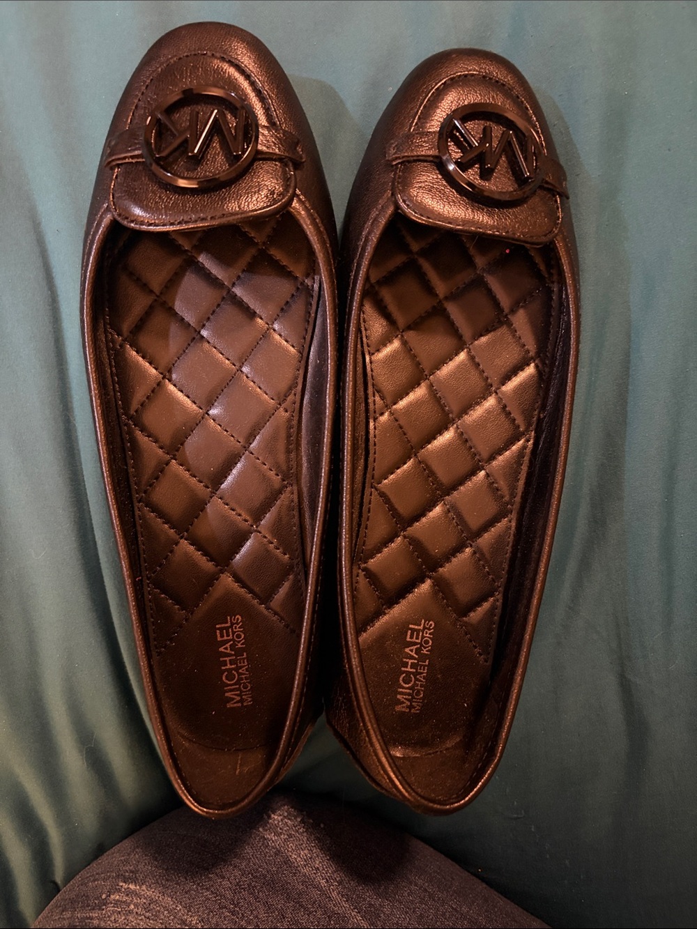 Michael Kors Black Quilted Leather Slip-On Ballet Flats with MK Logo - Picture 10 of 10